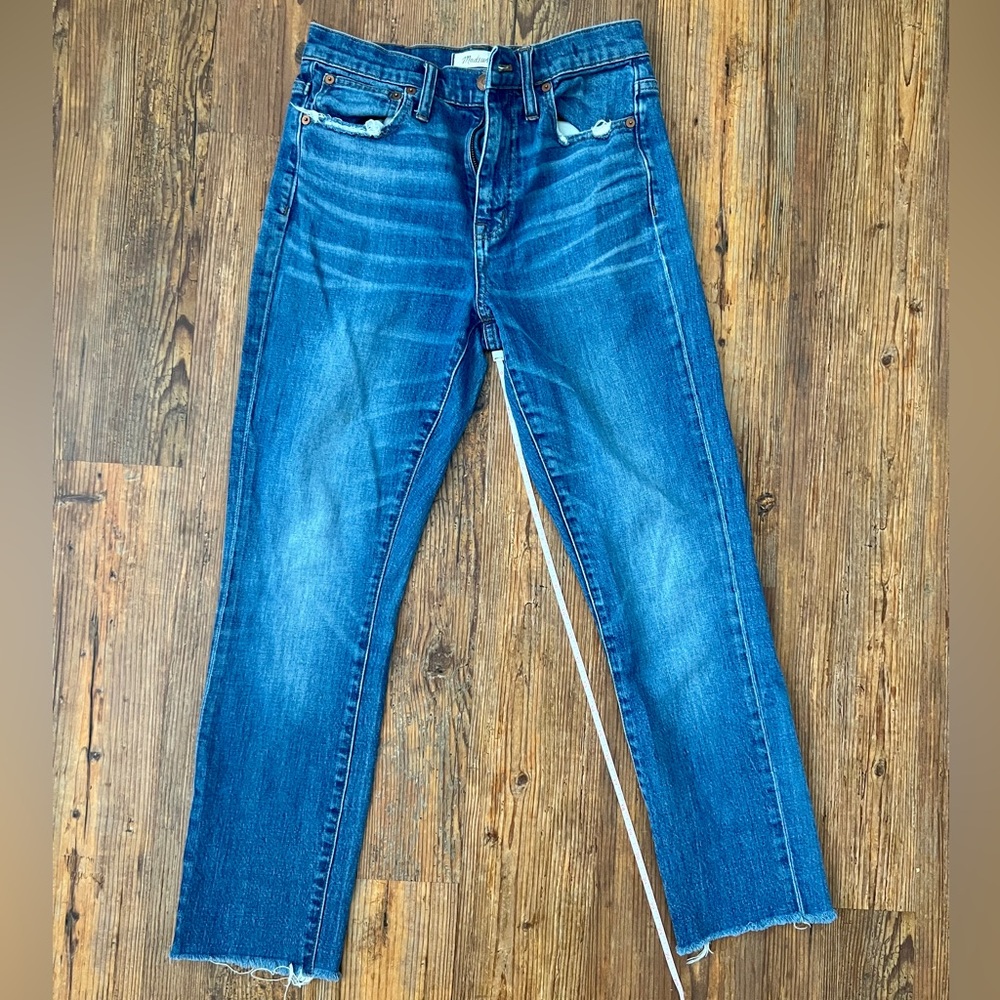 Madewell Women's 25 Jeans High Rise Slim Boyjean Cropped with Raw Hem Werth Wash